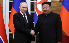 ולדימיר פוטין, קים ג'ונג און (צילום: Sputnik/Gavriil Grigorov/Pool via REUTERS)