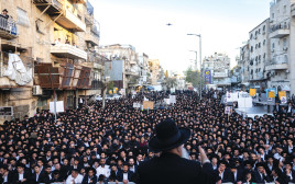 עצרת של חרדים נגד גיוס לצבא (צילום:  חיים גולדברג, פלאש 90)